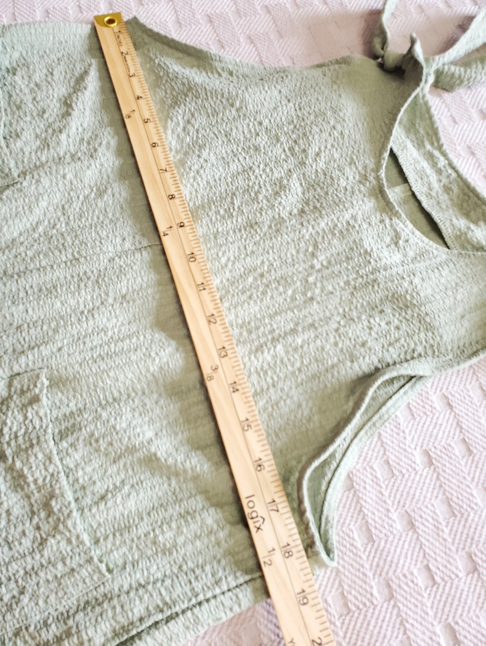Emery Rose Gauze Sage Green Gauze Cotton Tie Strap Pocket Romper - Picture 7 of 9